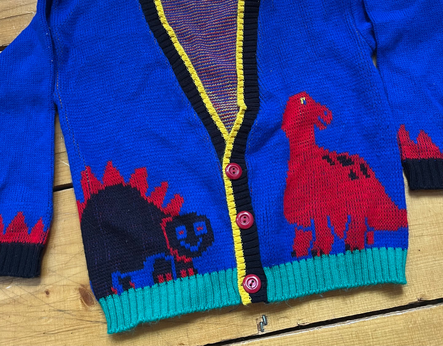 80’s KIDS Dino Knit Cardigan Sz S