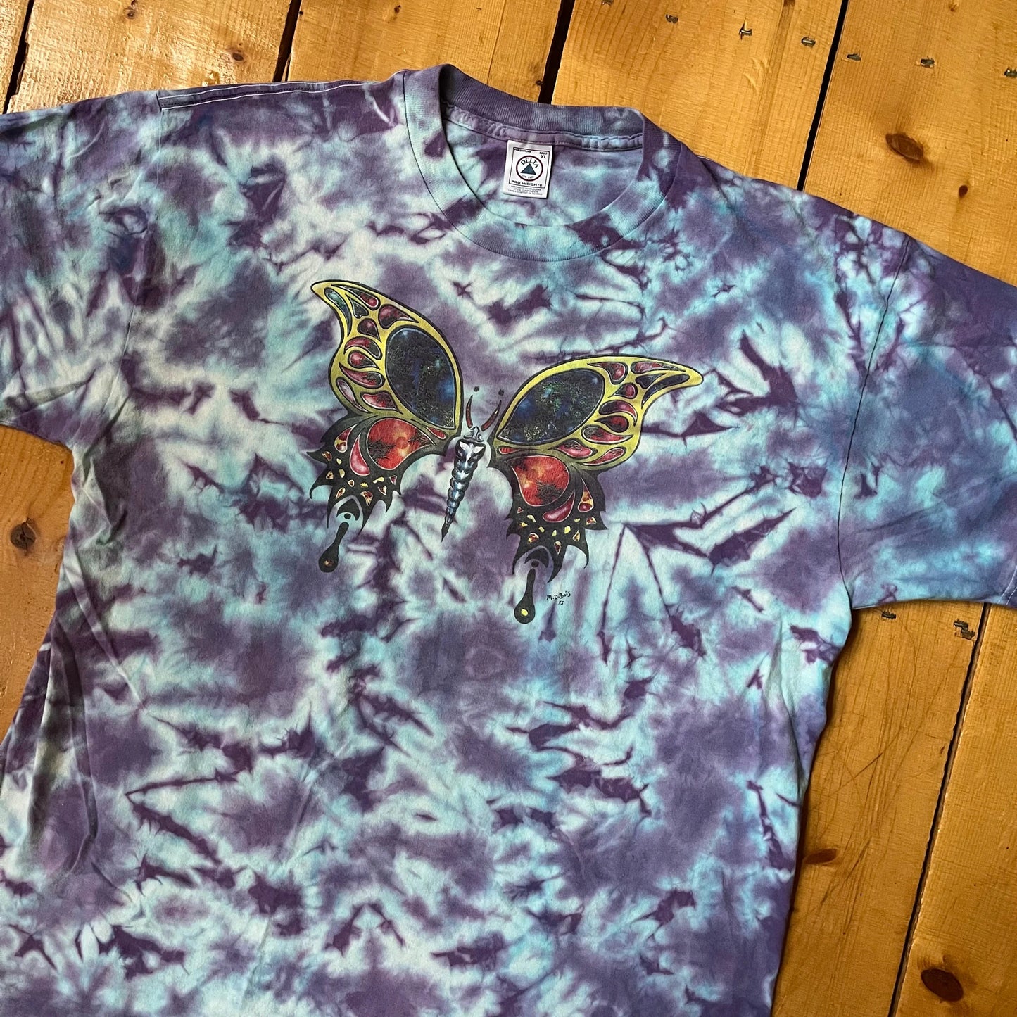 90’s Deadhead M. Dubois Fractal Butterfly Tie-die T-Shirt Sz XL