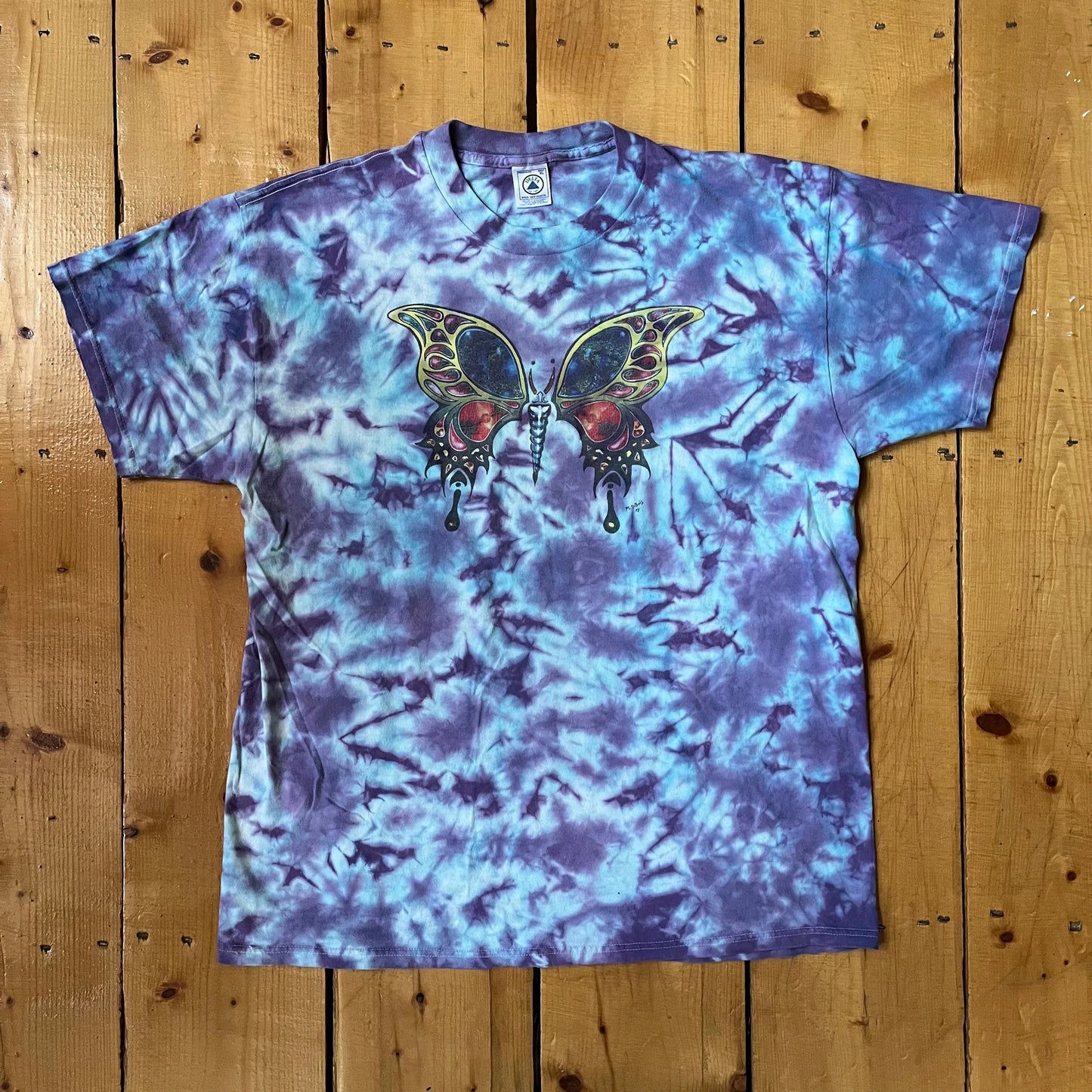 90’s Deadhead M. Dubois Fractal Butterfly Tie-die T-Shirt Sz XL