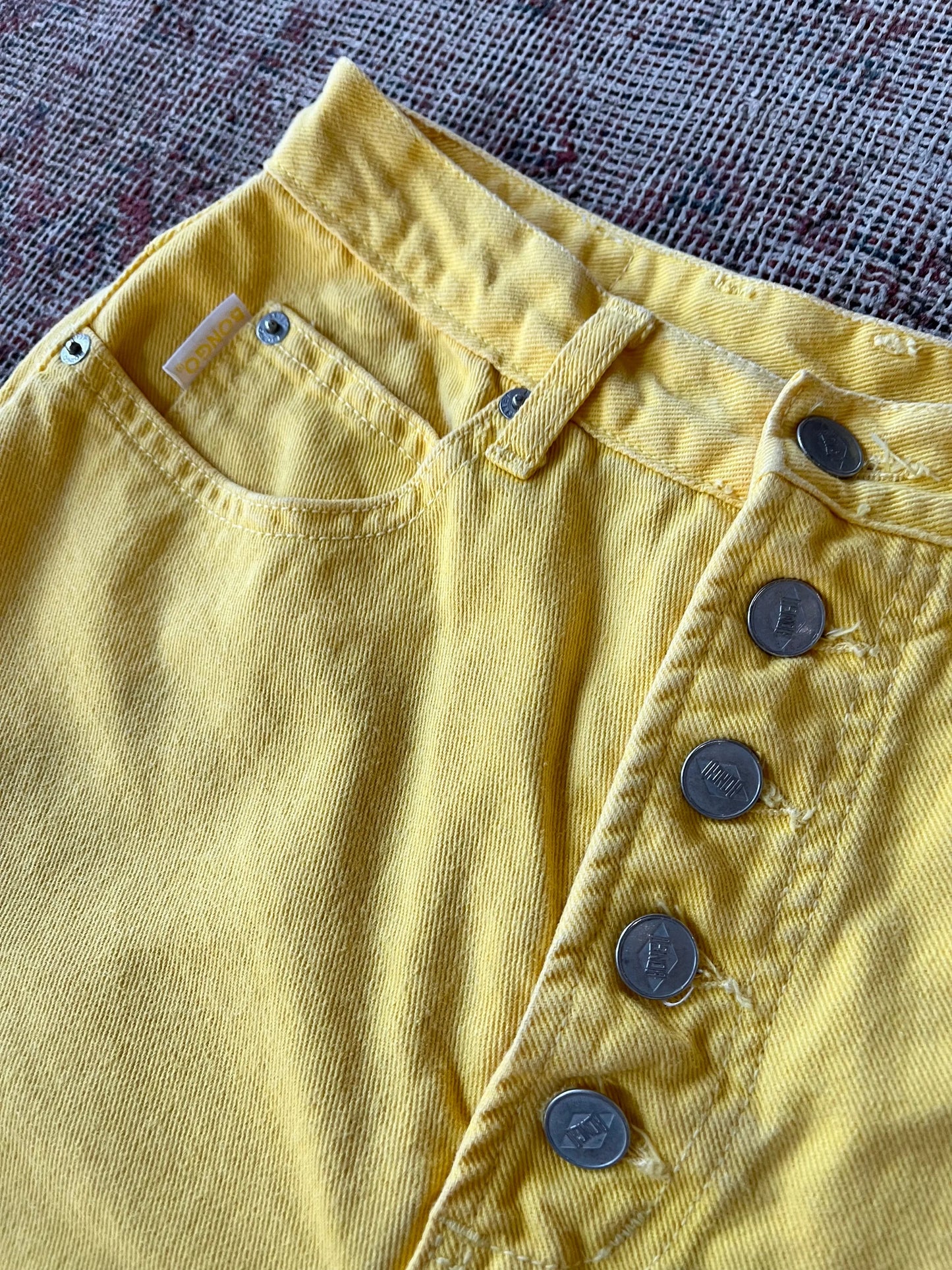 80’s Bongo Yellow Denim High Rise Shirts Sz 26W