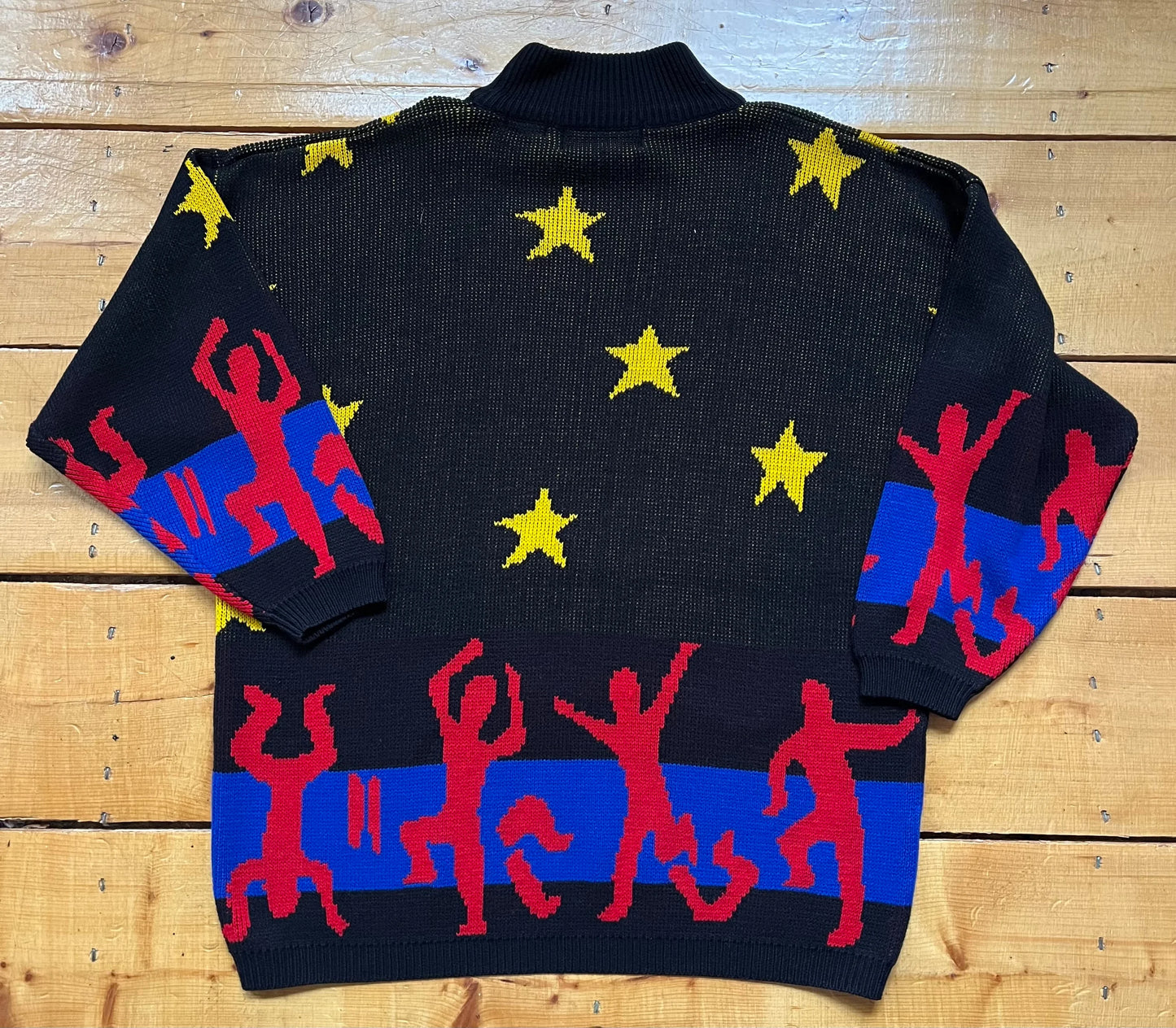 80’s Matisse Style Print Knit Sweater Sz L