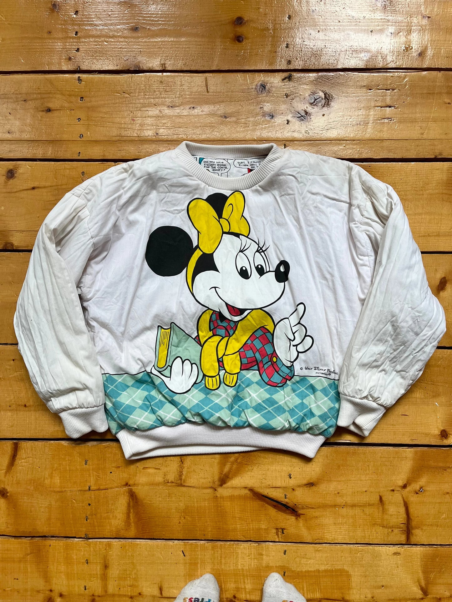 80’s Reversible Mickey Mouse Comic Stripe Puffy Sweatshirt Sz M